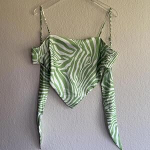 Princess Polly Green Asymmetrical Tie Front Camisole